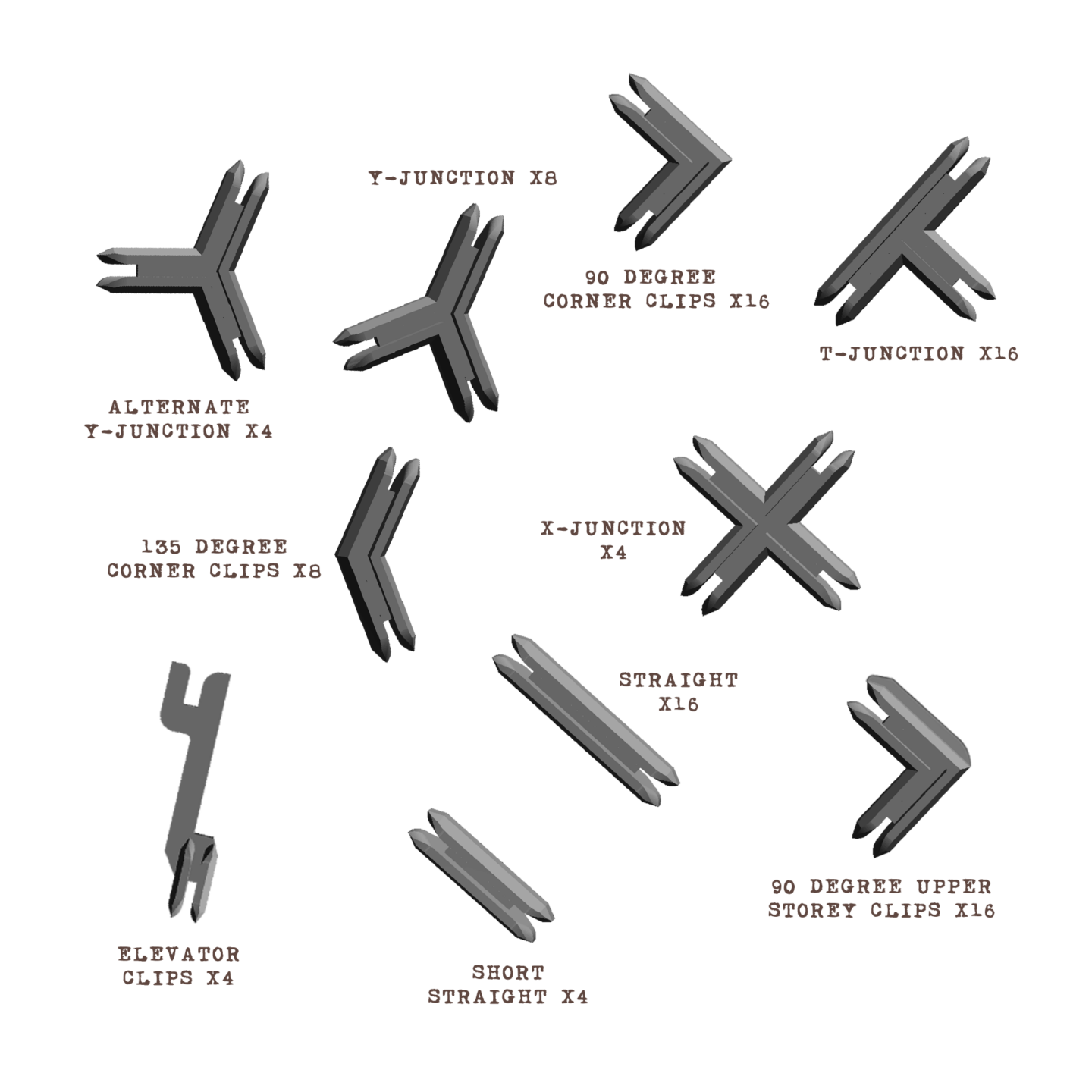 Plastic Terrain Clips - Grey