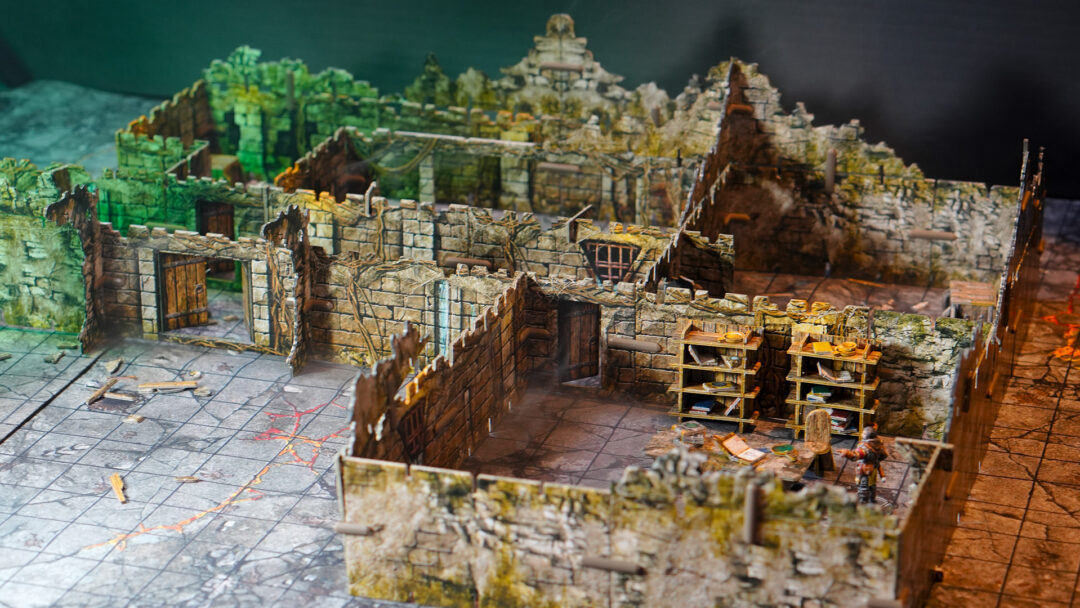 Top down view of the nothic lair, created using 3D terrain and inspired by the Cave C of the Caves of Chaos quest from the Heroes of the Borderlands D&D starter set.